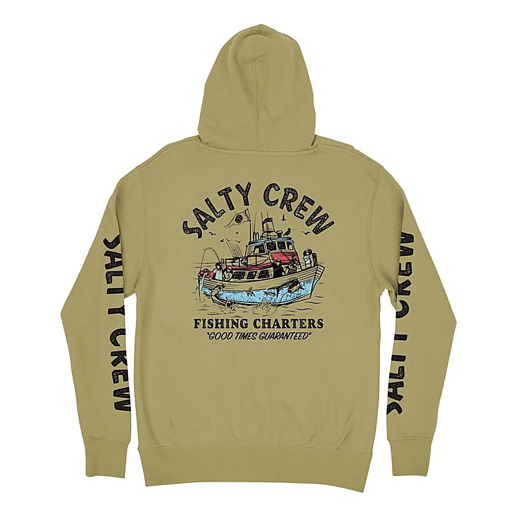Salty Crew Fishing Charters Hooded Fleece Sandstone in de groep Kleding & Schoenen / Kleding / Truien / Hoodies bij Sportfiskeprylar.se (0804046385486r)