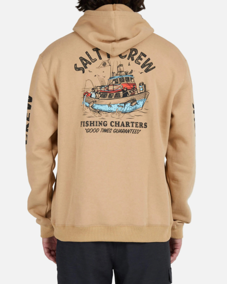 Salty Crew Fishing Charters Hooded Fleece Sandstone in de groep Kleding & Schoenen / Kleding / Truien / Hoodies bij Sportfiskeprylar.se (0804046385486r)