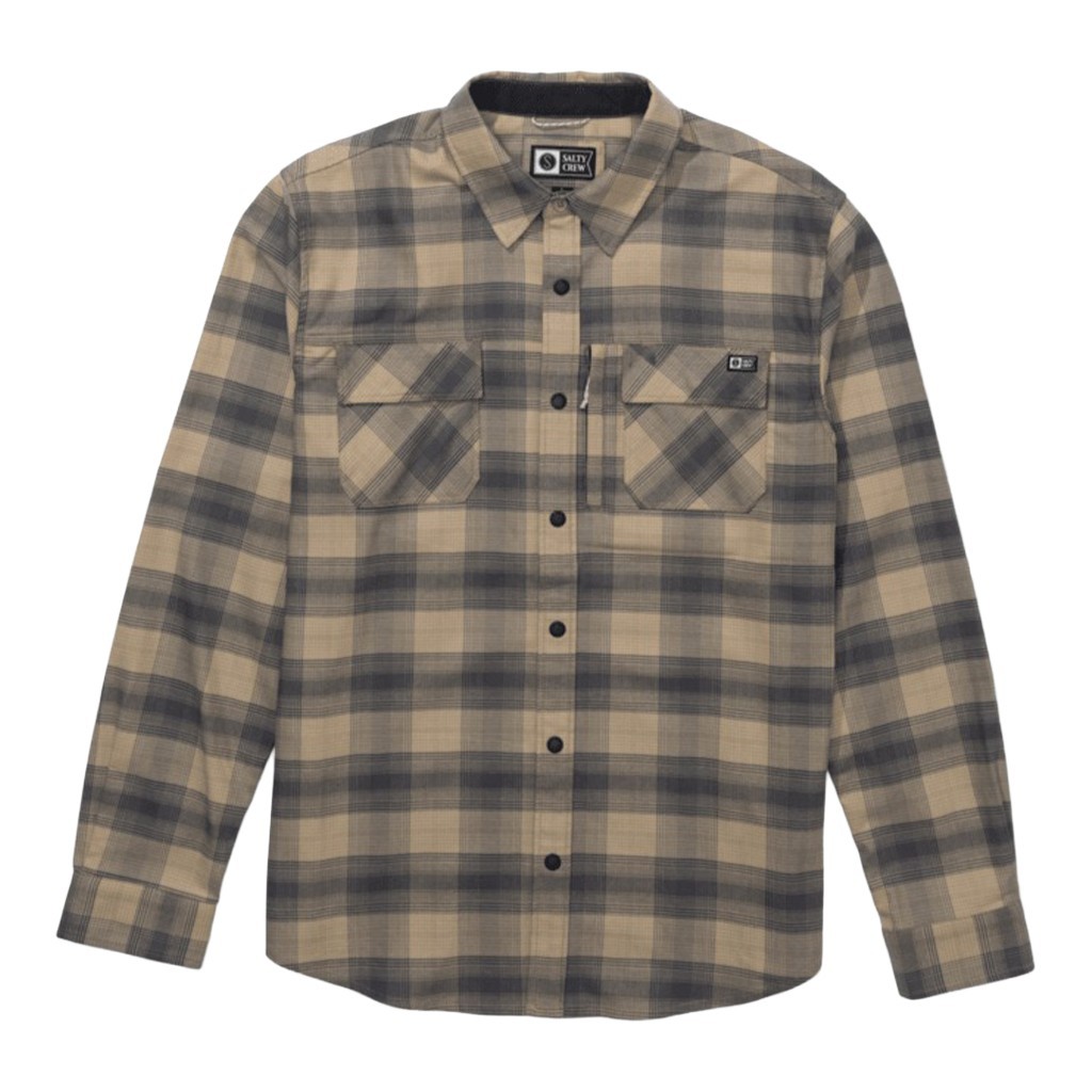 Salty Crew Fathom Ls Tech Flannel Khaki in de groep Kleding & Schoenen / Kleding / Overhemden bij Sportfiskeprylar.se (0804046586739r)