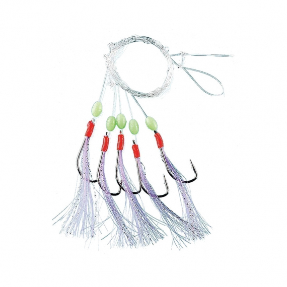 Fladen White Feather Flasher-rig w. glowing balls 3 Hooks, size 7/0 in de groep Kunstaas / Kunstaas voor zeevissen / Flasher Rigs & Zeevissen Rigs bij Sportfiskeprylar.se (110-7-0)