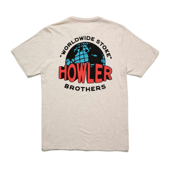 Howler Bro\'s Cotton T-Shirt Worldwide Howler Grey Heather in de groep Kleding & Schoenen / Kleding / T-shirts bij Sportfiskeprylar.se (111325F-WOR-Sr)