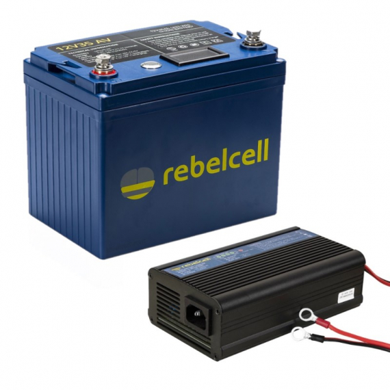 Rebelcell 12V35 AV li-ion batteri (432 Wh) With Charger 2.6V10A Li-ion in de groep Marine Elektronica & Boot / Batterijen & Opladers / Batterijen / Lithium batterijen bij Sportfiskeprylar.se (12035AVREUApaket)
