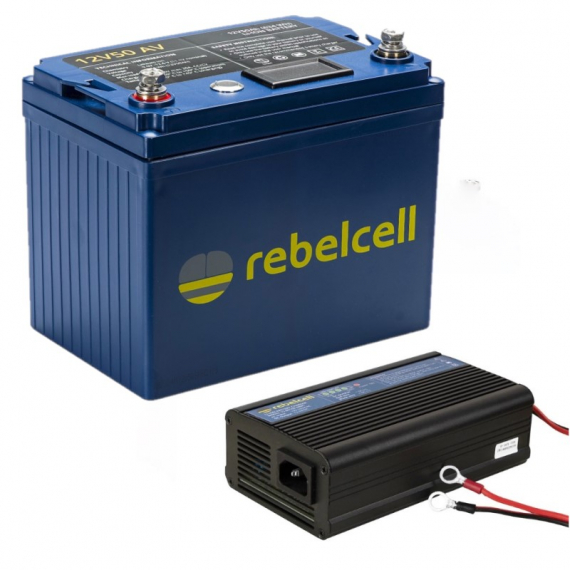 Rebelcell 12V50 AV l-ion Battery (632 Wh) With Charger 2.6V10A Li-ion in de groep Marine Elektronica & Boot / Batterijen & Opladers / Batterijen / Lithium batterijen bij Sportfiskeprylar.se (12050AVREUAPaket)