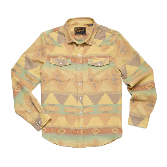 Howler Bro\'s Sheridan Flannel Mitla Motifs Old Gold in de groep Kleding & Schoenen / Kleding / Overhemden bij Sportfiskeprylar.se (122025F-GOL-Sr)