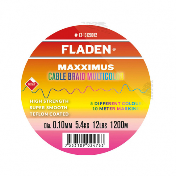 Fladen Maxximus Cable Braid Multicolor 1200m - 0.20mm in de groep Lijnen / Gevlochten Lijnen bij Sportfiskeprylar.se (13-16120030)