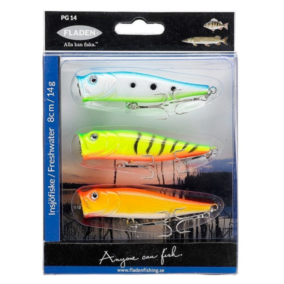 Fladen Popper 8,7cm Floating 3pcs in de groep Kunstaas / Kunstaaskits / Kunstaas Kits Baars bij Sportfiskeprylar.se (16-7540)