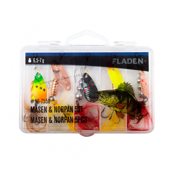 Fladen Mäsen & Norpan 5pcs 6,5-7g In Plastic Box in de groep Kunstaas / Inline Spinners bij Sportfiskeprylar.se (16-7558)
