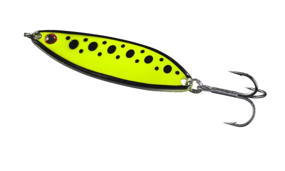 Fluorescent Flutter hot yellow dot 12gr in de groep Kunstaas / Zeeforel kunstaas & kustwobblers / Zeeforel kunstaas bij Sportfiskeprylar.se (16-8260-12)