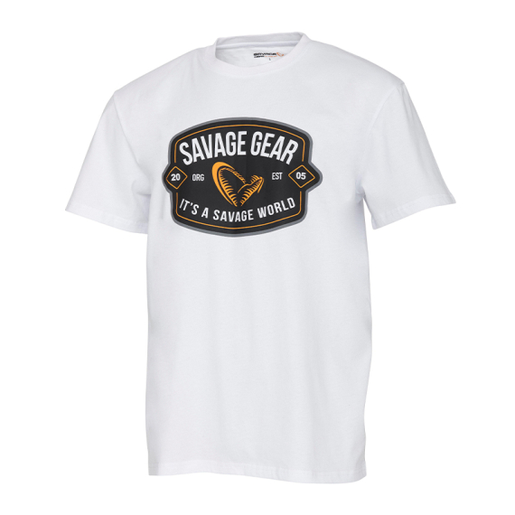 Savage Gear Badge Logo Tee White in de groep Kleding & Schoenen / Kleding / T-shirts bij Sportfiskeprylar.se (1642660r)