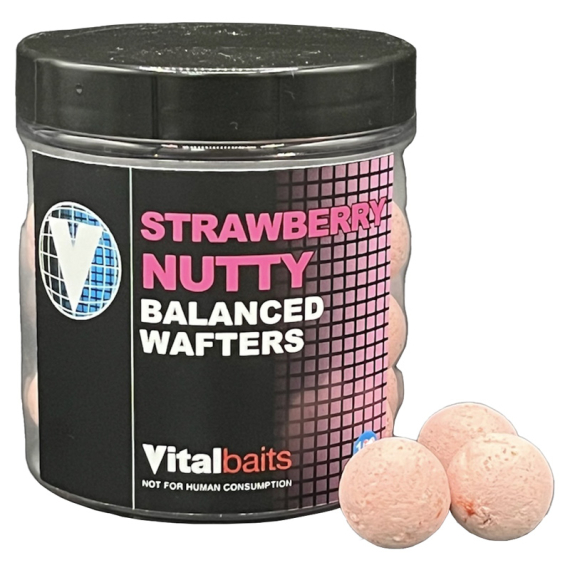 Vital Baits Strawberry Nutty Wafters 100 g in de groep Kunstaas / Boilies, Haakaas & Grondaas / Pop-ups bij Sportfiskeprylar.se (17-0010r)