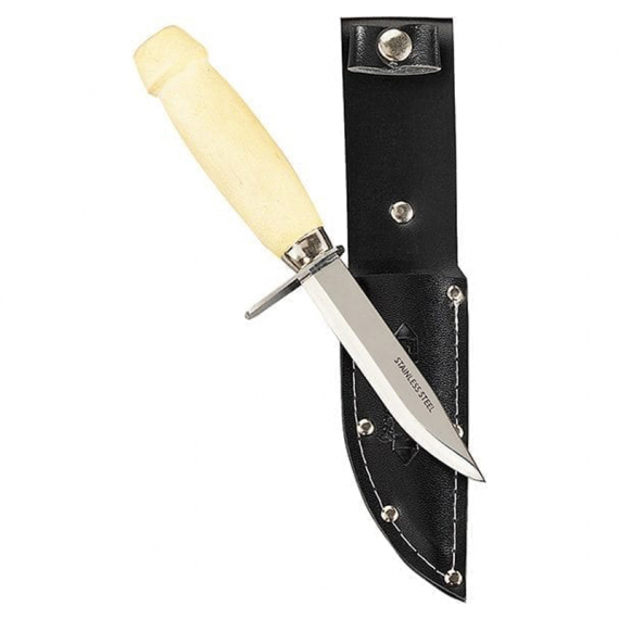 Flat Knife Stainless with Wooden Handle and Paring Rod in de groep Gereedschappen en accessoires / Messen & Bijlen / Messen / Bushcraft Messen bij Sportfiskeprylar.se (17-11)