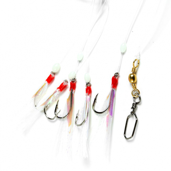 Fladen Feather Rig White with Flash and White Beads in de groep Kunstaas / Kunstaas voor zeevissen / Flasher Rigs & Zeevissen Rigs bij Sportfiskeprylar.se (17-112-1-0r)