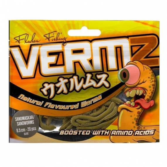 Fladen Vermz Bristleworm 9,5cm (15pcs) - Natural Olive in de groep Kunstaas / Softbaits / Baars Softbaits & Snoekbaars Softbaits bij Sportfiskeprylar.se (20-5995-02)