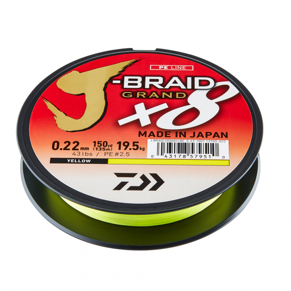 Daiwa J-braid Grand X8 0.35mm 135m Yellow 79LB in de groep Lijnen / Gevlochten Lijnen bij Sportfiskeprylar.se (210654)