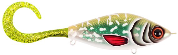 TrueGlide Guppie Jr, 11cm, 70gr - Glitter Pike - Green / Gold glitter in de groep Kunstaas / Staartaas & Hybride aas bij Sportfiskeprylar.se (29-EG208A-TR002)