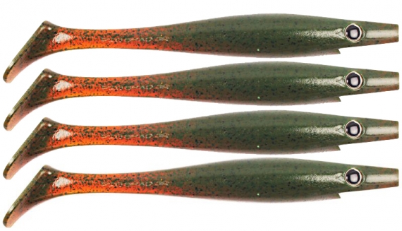 Pig Shad 15cm Nano Size (4-pak) - Motor Oil Pepper in de groep Kunstaas / Softbaits / Snoek Softbaits bij Sportfiskeprylar.se (29-SP172D-C017)