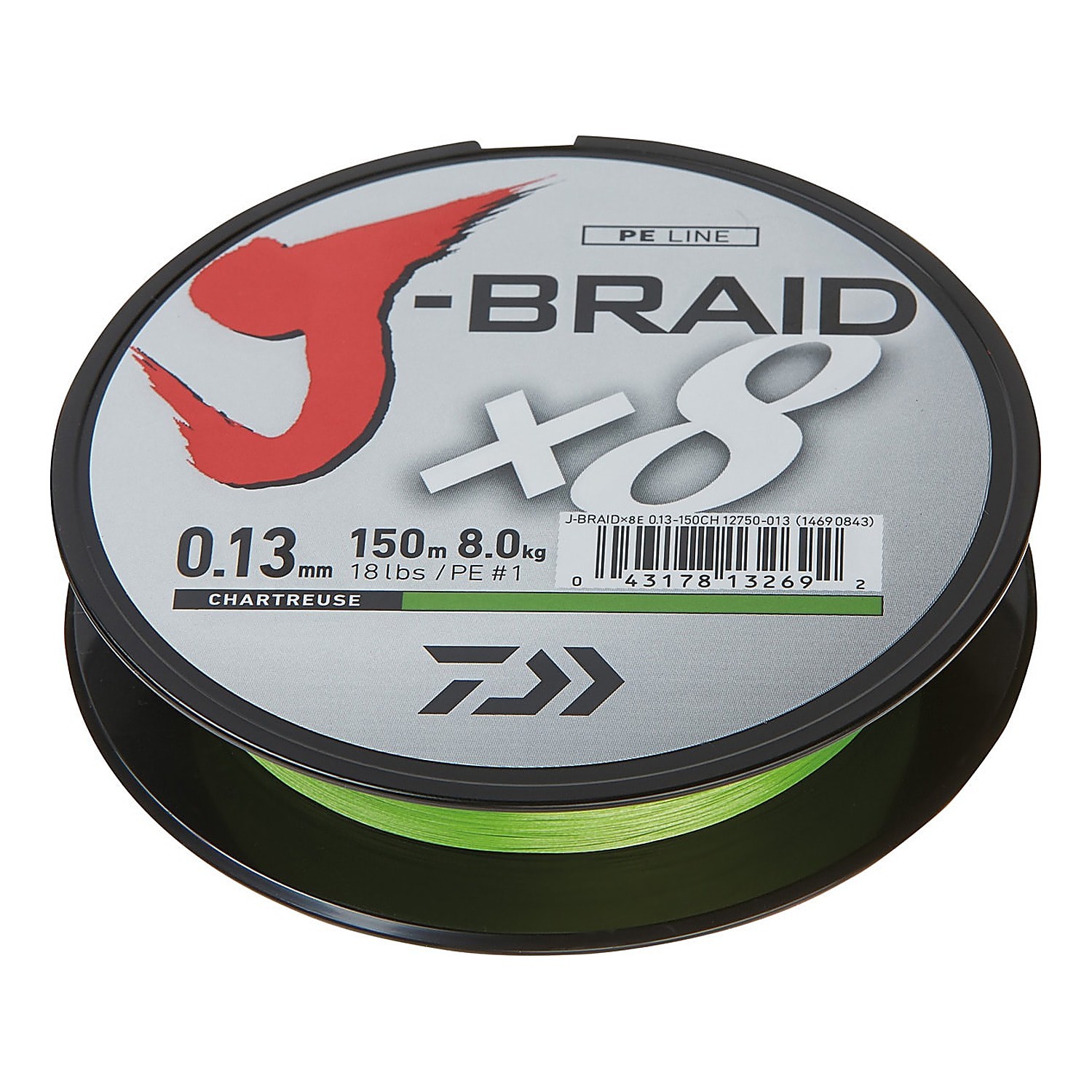 Daiwa J-Braid X8 15m Chartreuse in de groep Vismethoden / Werpend vissen / Lijnen / Gevlochten Lijnen bij Sportfiskeprylar.se (3000021196DOr)