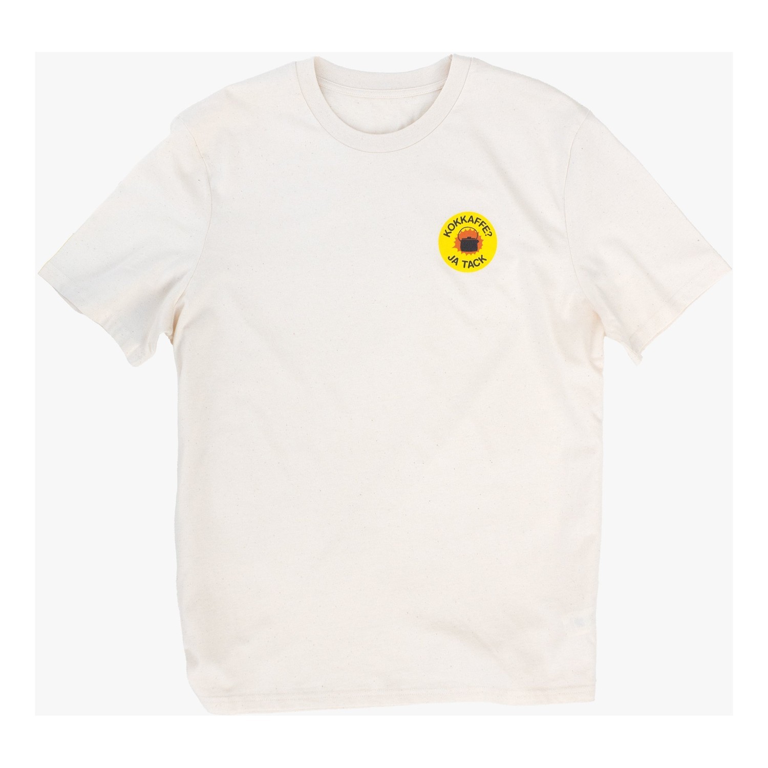 Lemmel T-Shirt Kokkaffe ja tack - Nature white w yellow print in de groep Kleding & Schoenen / Kleding / T-shirts bij Sportfiskeprylar.se (3010110-7134r)