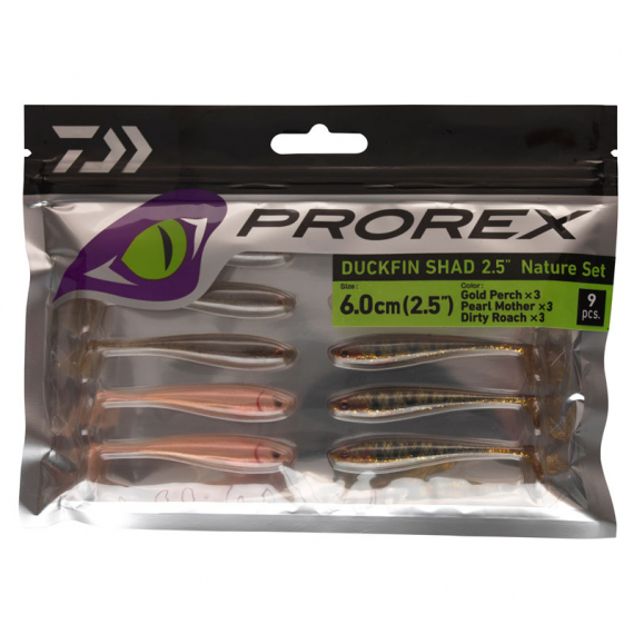 Daiwa PX Duckfin Shad 6,3cm (9pcs) - Nature Set in de groep Kunstaas / Softbaits / Baars Softbaits & Snoekbaars Softbaits bij Sportfiskeprylar.se (32-216784)