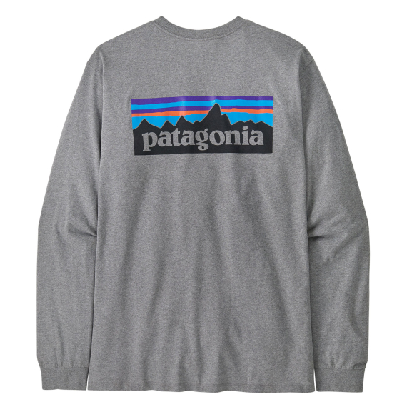 Patagonia M\'s L/S P-6 Logo Responsibili-Tee Gravel Heather in de groep Kleding & Schoenen / Kleding / Truien / T-shirts met lange mouwen bij Sportfiskeprylar.se (38518-GLH-Sr)