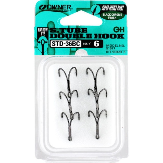 Owner STDN-36BC Double Tube Hook (6-pcs) in de groep Haken & Terminal Tackle / Vliegvis bindmateriaal / Vliegbindmateriaal / Buishaken bij Sportfiskeprylar.se (44-51677-06r)