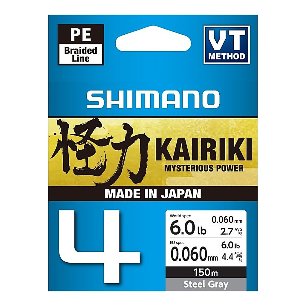 Shimano Line Kairiki 4 150m 0.06mm 4.4kg Steel Gray in de groep Lijnen / Gevlochten Lijnen bij Sportfiskeprylar.se (5000041961DO)