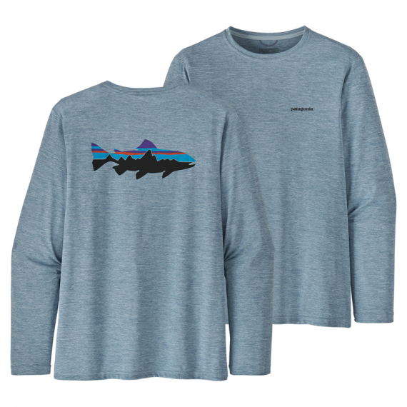 Patagonia M\'s L/S Cap Cool Daily Fish Graphic Shirt Fitz Roy Trout: Steam Blue X-Dye in de groep Kleding & Schoenen / Kleding / Truien / T-shirts met lange mouwen bij Sportfiskeprylar.se (52147-FTBXr)