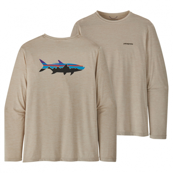 Patagonia M\'s L/S Cap Cool Daily Fish Graphic Shirt Fitz Roy Tarpon: Pumice X-Dye in de groep Kleding & Schoenen / Kleding / Truien / T-shirts met lange mouwen bij Sportfiskeprylar.se (52147-FZPXr)