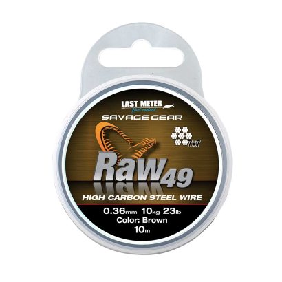 Savage Gear Raw49 Uncoated Brown 10m in de groep Haken & Terminal Tackle / Voor zeevissen en materiaal voor onderlijnen / Onderlijnmateriaal / Verenstaal bij Sportfiskeprylar.se (54894r)