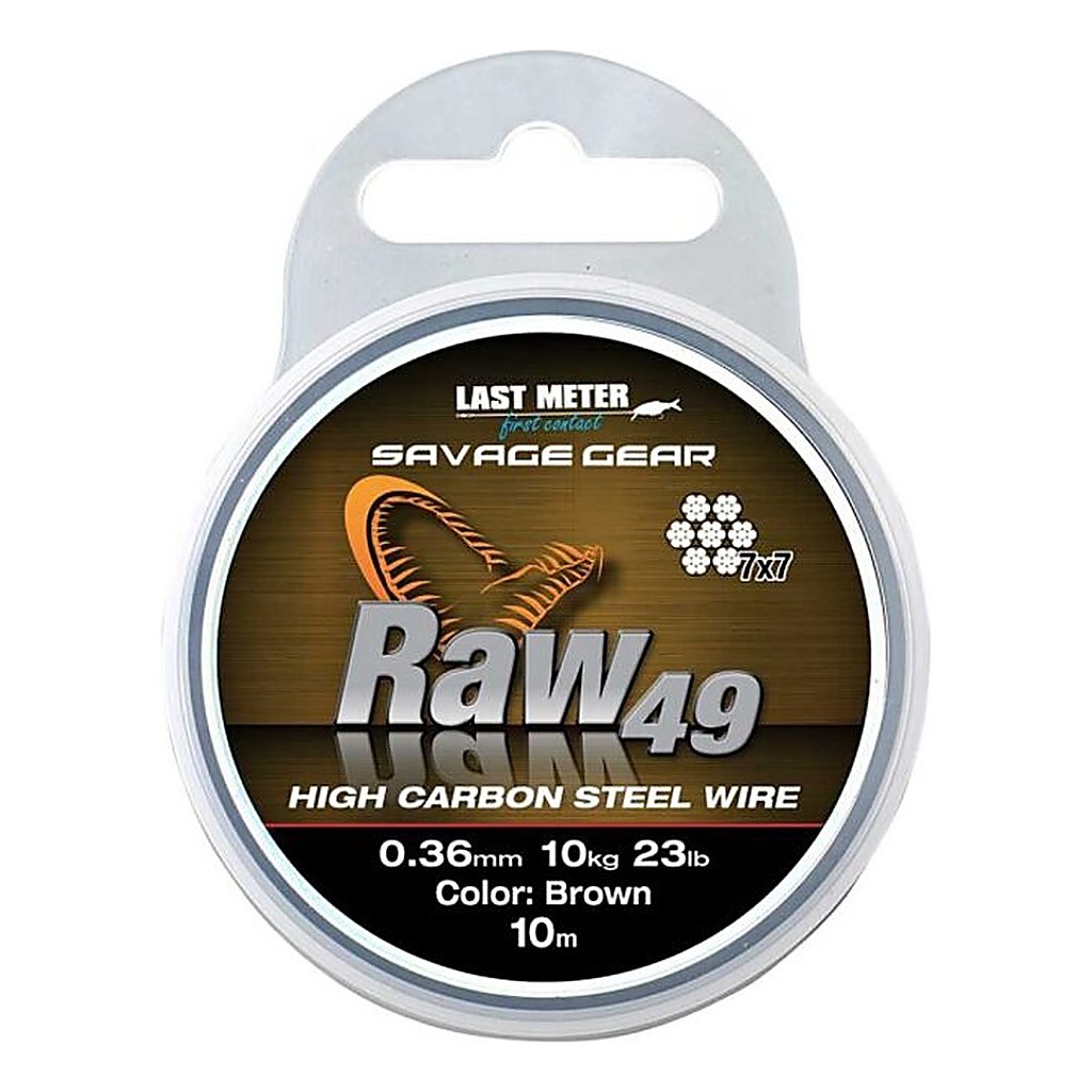 Savage Gear Raw49 Uncoated Brown 10m in de groep Vismethoden / Werpend vissen / Haken & Terminal Tackle / Stingers & Stinger-accessoires bij Sportfiskeprylar.se (54894r)