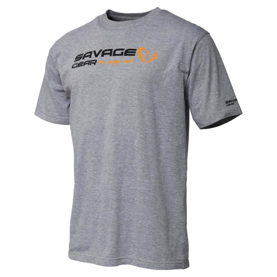 Savage Gear Signature Logo T-Shirt, Grey Melange in de groep Kleding & Schoenen / Kleding / T-shirts bij Sportfiskeprylar.se (73649r)