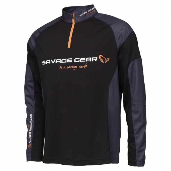 Savage Gear Tournament Gear Shirt 1/2 Zip, Black Ink in de groep Kleding & Schoenen / Kleding / Truien / T-shirts met lange mouwen bij Sportfiskeprylar.se (73682r)