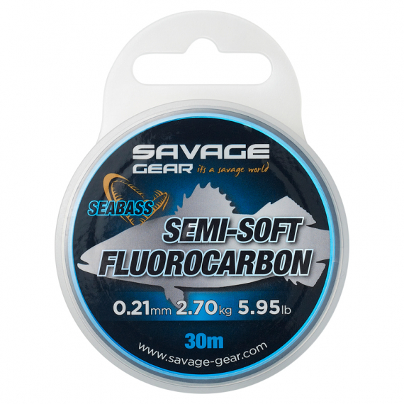Savage Gear Semi-Soft Fluorocarbon Seabass 30m in de groep Haken & Terminal Tackle / Voor zeevissen en materiaal voor onderlijnen / Onderlijnmateriaal / Onderlijnmateriaal Fluorocarbon bij Sportfiskeprylar.se (74485r)