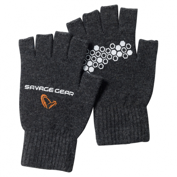 Savage Gear Knitted Half Finger Glove Dark Grey Melange in de groep Kleding & Schoenen / Kleding / Handschoenen bij Sportfiskeprylar.se (76550r)