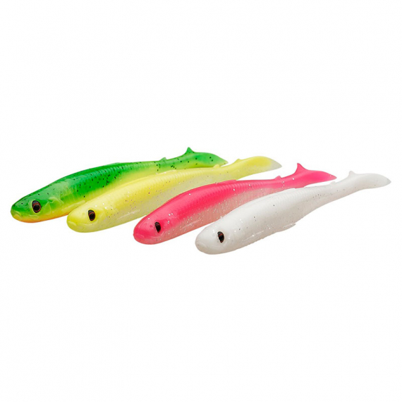 Savage Gear Slender Scoop Shad (4-pak) 9cm 4g - Dark Water Mix in de groep Kunstaas / Kunstaaskits bij Sportfiskeprylar.se (76750)
