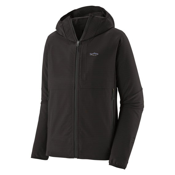 Patagonia M\'s R1 TechFace Fitz Roy Trout Hoody Black in de groep Kleding & Schoenen / Kleding / Jassen / Shell jassen bij Sportfiskeprylar.se (81786-BLK-Lr)