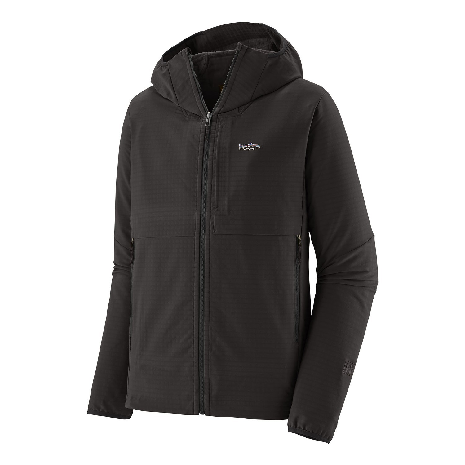 Patagonia M\'s R1 TechFace Fitz Roy Trout Hoody BLK in de groep Kleding & Schoenen / Kleding / Jassen / Windstopper bij Sportfiskeprylar.se (81787-BLK-XXLr)