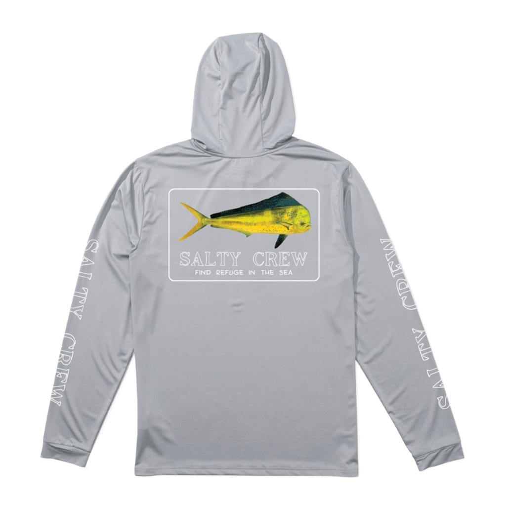 Salty Crew Golden Mahi Hood Sunshirt Silver in de groep Kleding & Schoenen / UV-kleding bij Sportfiskeprylar.se (9334966016364r)