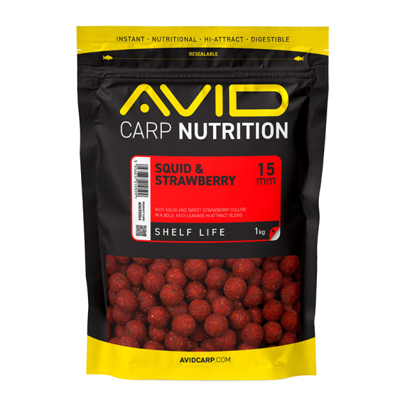 Avid Squid & Strawberry Boilies 1kg in de groep Kunstaas / Boilies, Haakaas & Grondaas bij Sportfiskeprylar.se (A0650064r)