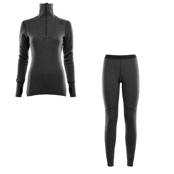 Aclima DoubleWool Polo Shirt Zip & Longs Woman Marengo/Jet Black in de groep Kleding & Schoenen / Kleding / Onderkleding & Ondergoed bij Sportfiskeprylar.se (ACLDWWOMENSCOMBO)