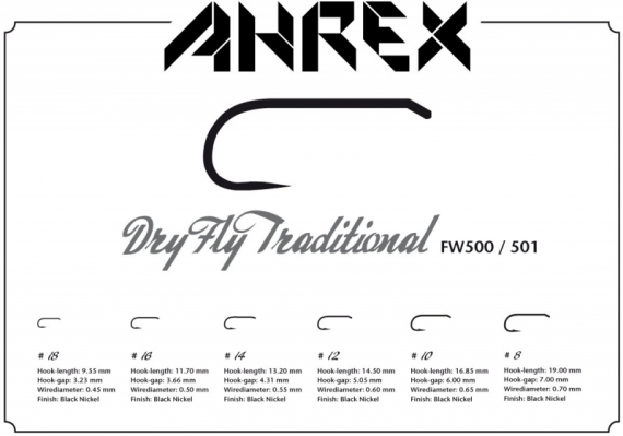 Ahrex FW500 - Dry Fly Traditional in de groep Haken & Terminal Tackle / Haken / Vliegvis bindhaken bij Sportfiskeprylar.se (AFW5008r)