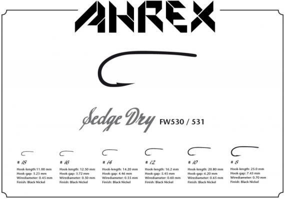 Ahrex FW531 - Sedge Dry - Barbless #12 in de groep Haken & Terminal Tackle / Haken / Vliegvis bindhaken bij Sportfiskeprylar.se (AFW531-12)