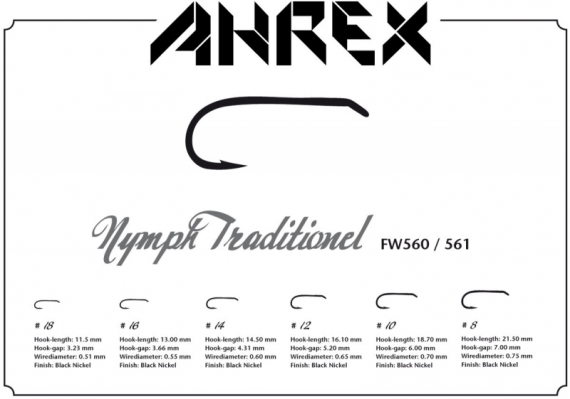 Ahrex FW560 - Nymph Traditional #8 in de groep Haken & Terminal Tackle / Haken / Vliegvis bindhaken bij Sportfiskeprylar.se (AFW560-8)