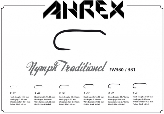 Ahrex FW561 - Nymph Traditional - Barbless #16 in de groep Haken & Terminal Tackle / Haken / Vliegvis bindhaken bij Sportfiskeprylar.se (AFW561-16)