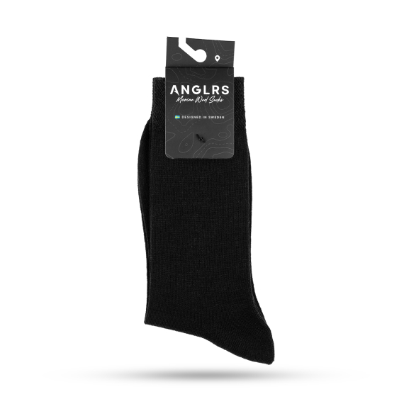 Anglrs Merino Wool Socks Black 41-46 1-pack in de groep Kleding & Schoenen / Kleding / Onderkleding & Ondergoed / Sokken bij Sportfiskeprylar.se (AMWB41461)