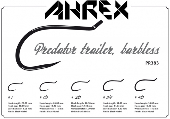 Ahrex PR383 - Predator Trailer Hook, Barbless #1/0 in de groep Haken & Terminal Tackle / Haken / Vliegvis bindhaken bij Sportfiskeprylar.se (APR383-1_0)
