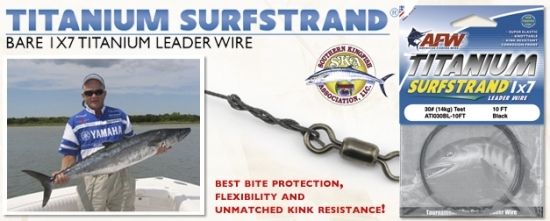 AFW - Titanium Surfstrand 50 lbs / 23kg in de groep Haken & Terminal Tackle / Voor zeevissen en materiaal voor onderlijnen / Onderlijnmateriaal / Verenstaal bij Sportfiskeprylar.se (ATI050BL-10FT)