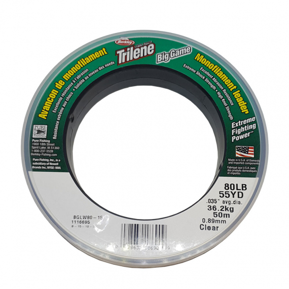 TRILENE BIG GAME Mono Leaders - 50m in de groep Haken & Terminal Tackle / Voor zeevissen en materiaal voor onderlijnen / Onderlijnmateriaal / Onderlijnmateriaal Monofilament bij Sportfiskeprylar.se (BIGGAMEMONOLEDr)