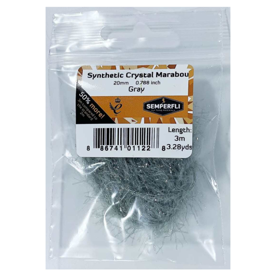 Semperfli Synthetic Crystal Marabou 20mm - Dark Gray in de groep Haken & Terminal Tackle / Vliegvis bindmateriaal / Vliegbindmateriaal / Garen & Chenille bij Sportfiskeprylar.se (BMAR100DGR)