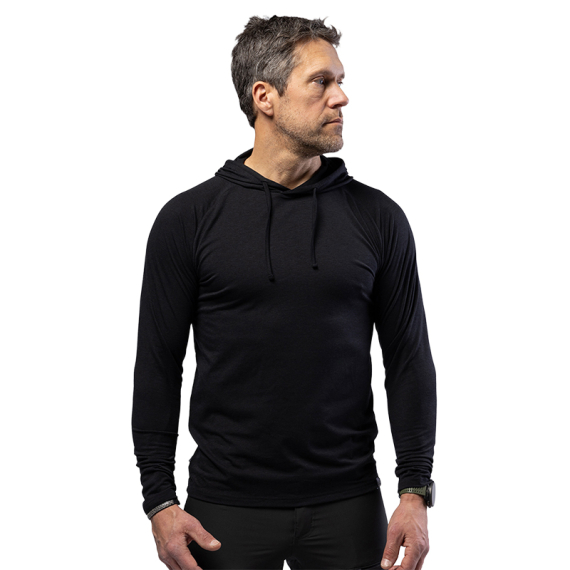 Beyond Nordic BN213 M\'s Light Merino Hoodie Onyx Black in de groep Kleding & Schoenen / Kleding / Onderkleding & Ondergoed / Basislaag top bij Sportfiskeprylar.se (BN213-M-BLACK-2XLr)